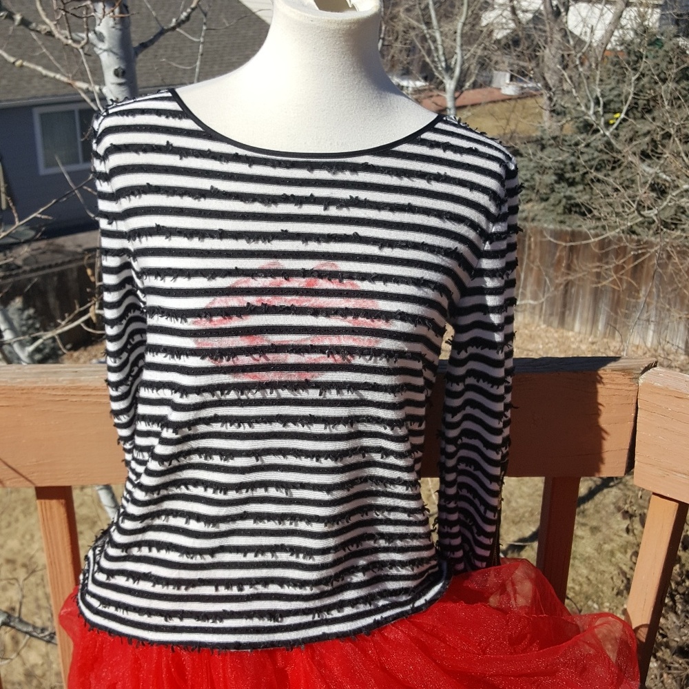 Ann Taylor Lipstick Kiss Sweater Striped Medium